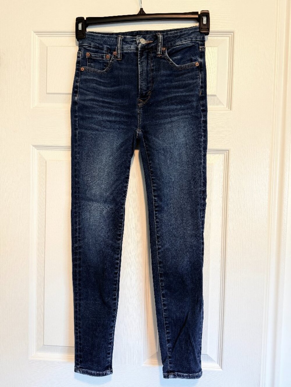 American Eagle Super Hi-Rise Jegging Lu(x)e Dark Wash Skinny Jeans 0 Short